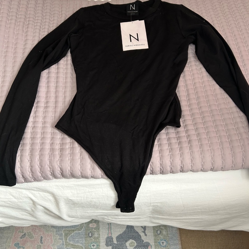 NWT Naked Wardrobe Black Long-sleeve bodysuit
